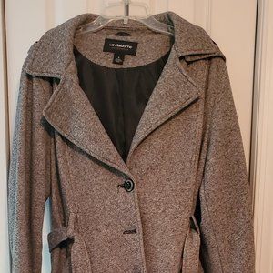 Liz Claiborne jersey trench with removable hood